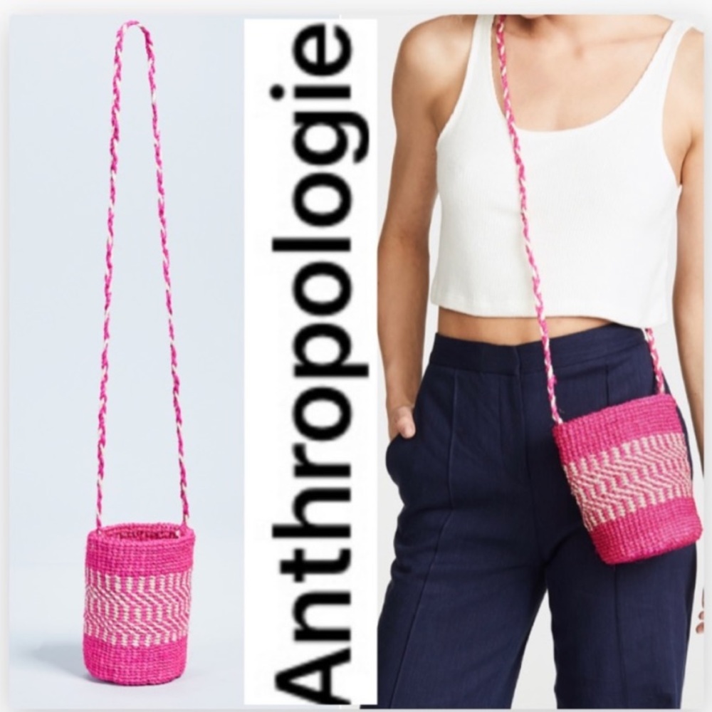 Pink Straw Crossbody